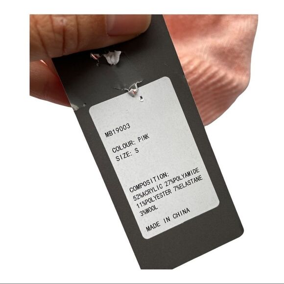 WOOLEN BLOOM WOOL BLEND PINK KNIT SWEATER OVERSIZED‎ ROUND NECK RIBBED TOP SZ S - Picture 9 of 10